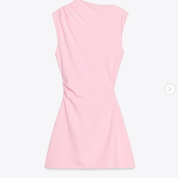 Zara Crepe Mini Dress Pink Sleeveless Dress Size Medium Ref # 3128/324/620 - Picture 6 of 9